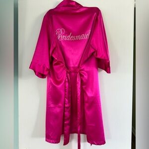 Bridesmaids robe and sash, hot pink